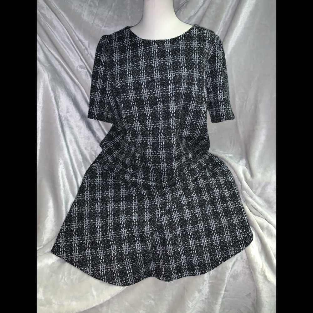 Black plaid swing dress